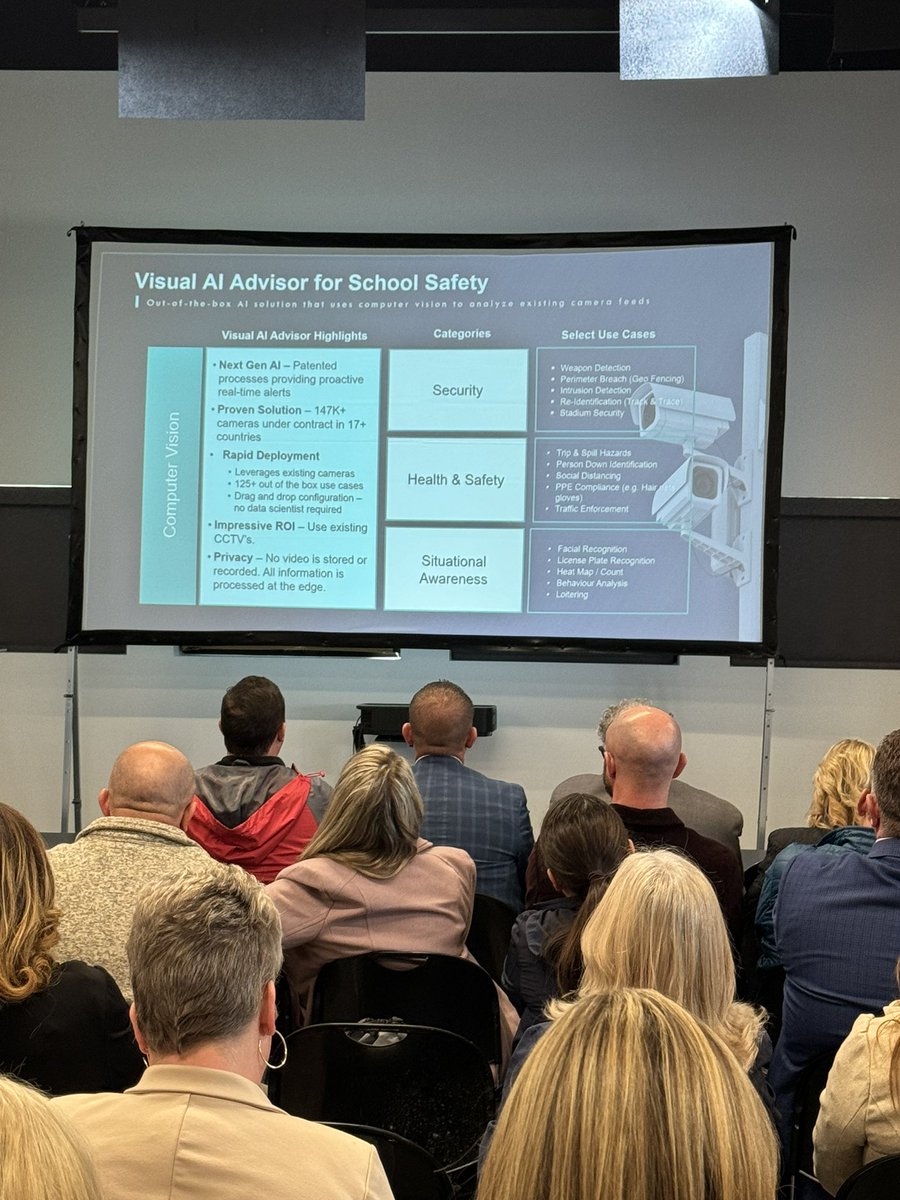 Our Visual #AI Advisor for School Safety is an out-of-the-box AI Solution that uses #computervision to analyze existing camera feeds. It is a proven solution that's helping ensure our students, teachers, and administrators can get back to focusing on education.