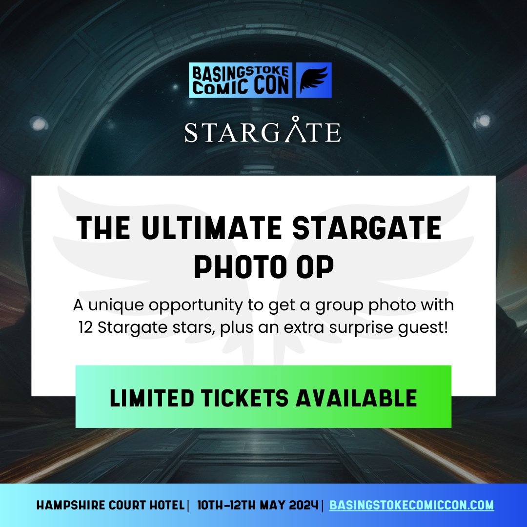 Attention Stargate superfans 📢

We have a unique opportunity for you to get a group photo with all 12 #Stargate guests attending the BCC, PLUS an additional surprise guest!

Interested in this once-in-a-lifetime photo op? Get your tickets here: bit.ly/3T0S2am

#comiccon