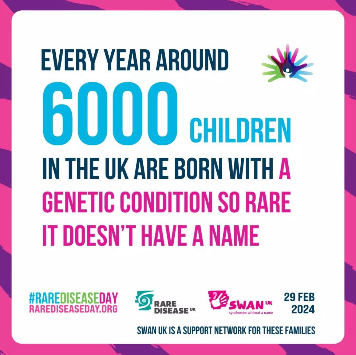 Today is the rarest day of the year plus it’s Rare Disease Day 🧬 @SWAN_UK support families affected by undiagnosed genetic conditions in the UK & they have supported our family for the past 11yrs. We love someone rare #Nellie 💕 @GeneticAll_UK #undiagnosed #RareDiseaseDay