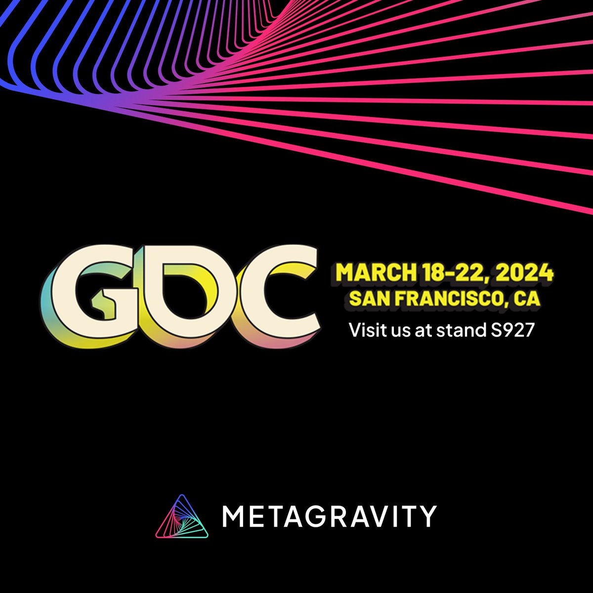 MetaGravity is gearing up for @official_GDC (Game Developers Conference), the top event in the video game industry. Visit booth S927 to see our HyperScale Engine launch, exciting partnerships, and talks with industry leaders. More announcements on #GDC activities coming soon!