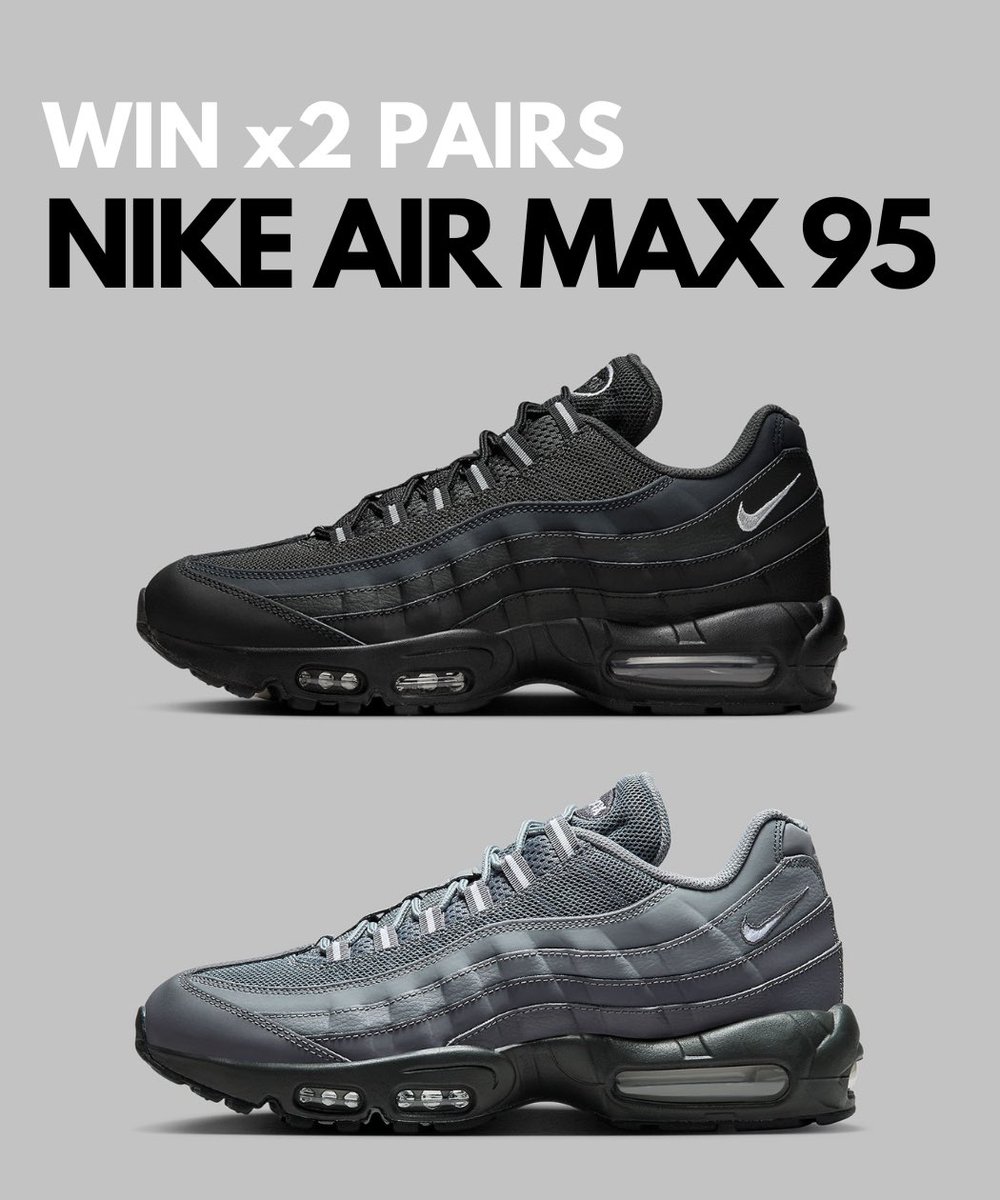 ⚫️⚪️ Giveaway: Get ready for the 2024 release of Nike's Air Max 95 'Carbon' & 'Concrete Grey' with a chance to win x2 pairs! To enter: 1️⃣ Retweet, Like & Save this post 2️⃣ Follow @Rigouts_UK & @RigoutsSales 3️⃣ Quote Tweet this post & Tag 3 friends. #GiveAway #Win #AirMax95…