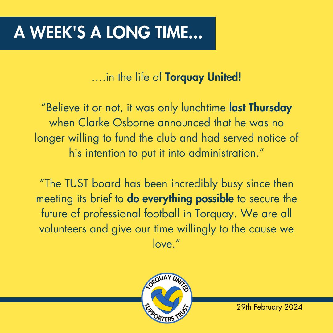 📢TUST Update - A week's a long time...📢 We want to keep you fully up to date with what we've been up to. so here's the latest update with a small preview below. For the full update please use this link... tust.co.uk/post/tust-upda… #TUST #TUFC