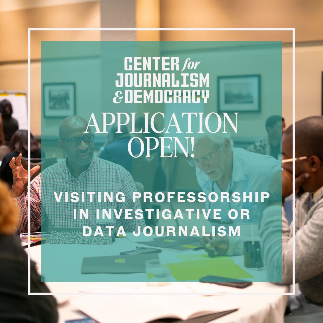Open: Visiting Professorship in Investigative or Data Journalism. Investigative journalists from a range of backgrounds and media are encouraged to apply! bit.ly/3RCjqMF