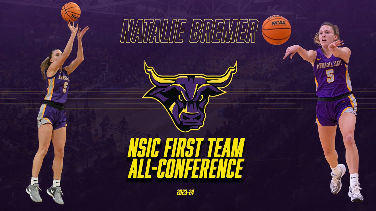 Sophomore Natalie Bremer was named to her first All-Conference First Team after leading the top-seeded Mavericks in points scored in 2023-24🔥

Bremer is also second in the NSIC in steals per game. Congratulations, Natalie!

#RollMavs #AllConference 🏀
