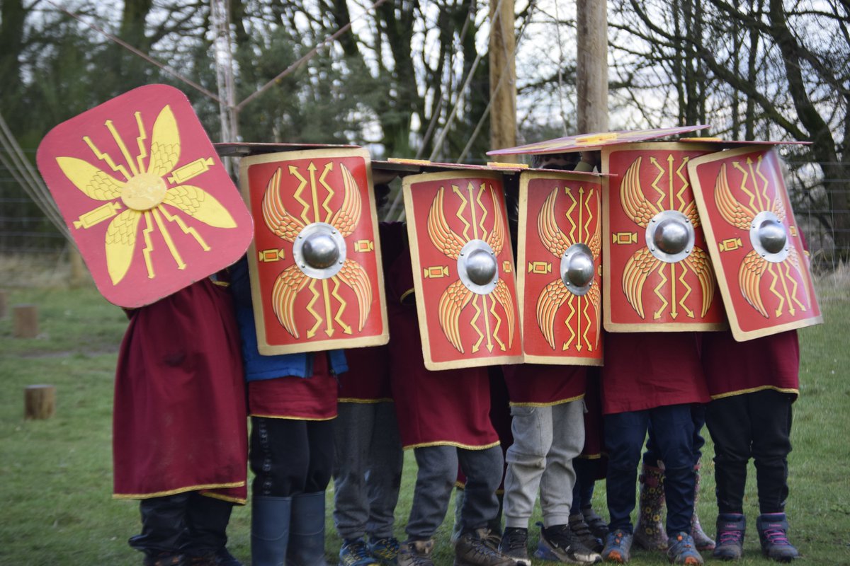 Middleton Primary defending against the hoards of Britons by using shield formations! This term is all about History residentials for Key Stage 2 at Mount Cook. We also offer Prehistoric Britons and Viking Explorers. mountcook.uk/curriculum