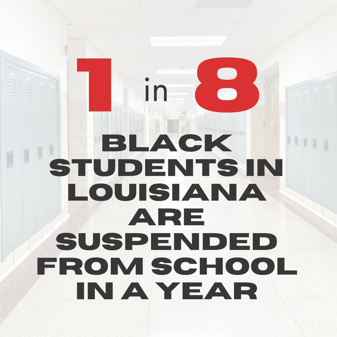 fflicla's tweet image. Black youth in Louisiana are pushed out of school at disturbing rates, far more than their white peers. If kids are criminalized for acting like kids, they become increasingly vulnerable to making contact with the youth justice system. #solutionsnotsuspensions