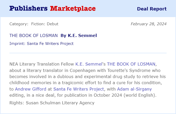 K.E. Semmel (The Book of Losman is out now!) tweet media