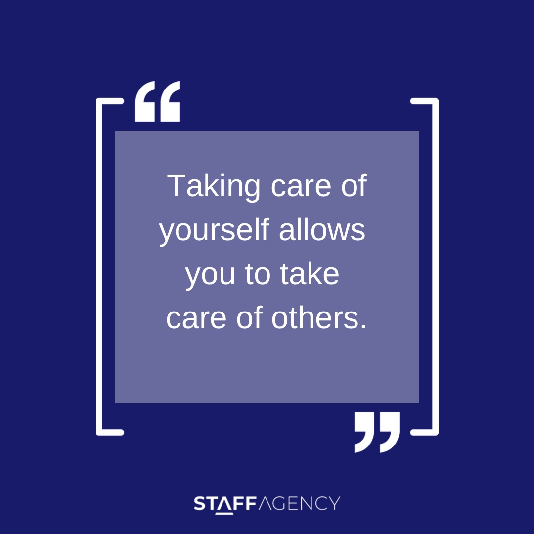 Self-care is essential, even in the workplace. 🌿💼 Prioritizing your well-being isn't just for you—it's for everyone around you too. Take those breaks, practice self-love, and recharge your batteries. #workplacewellness #selfcare #teamwork #staffagency