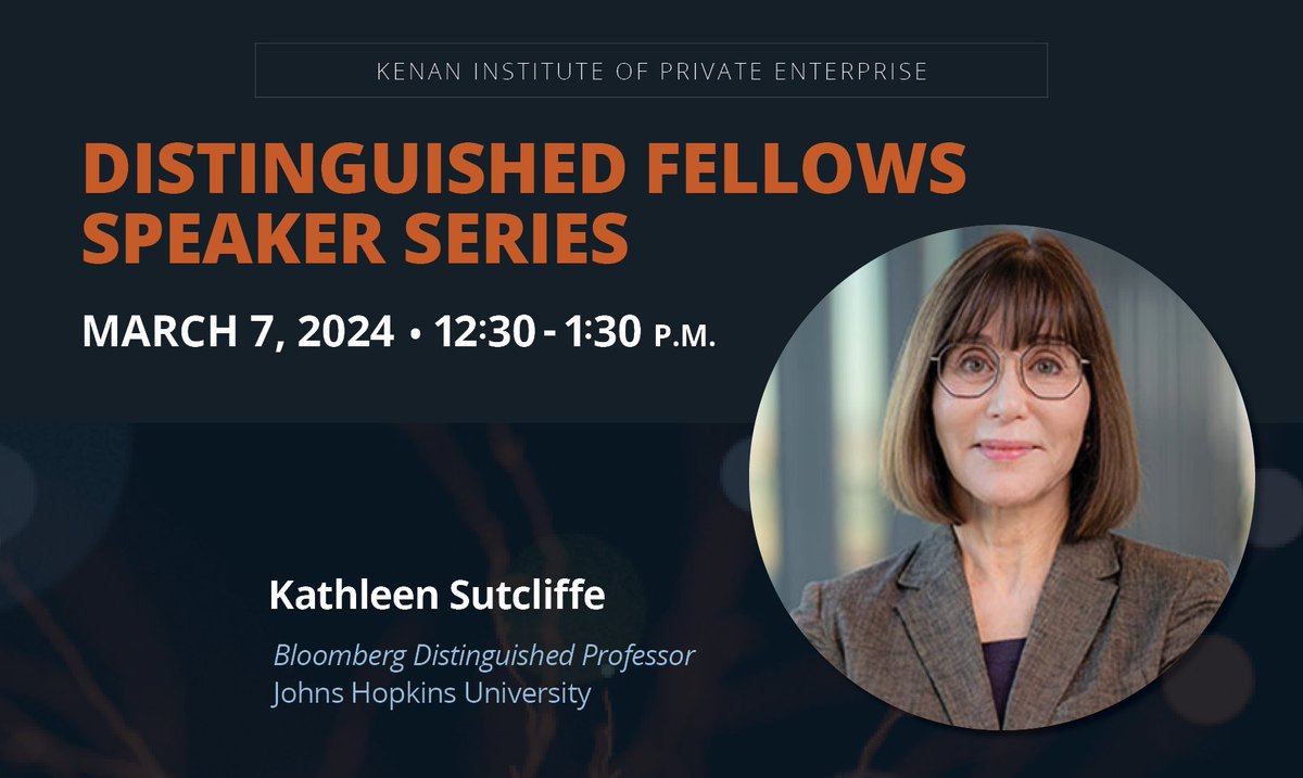 Join us for a talk by Kathleen M. Sutcliffe about resilience and the basic steps each of us can take to enable it. 

Discover how you can apply the lessons learned from adventure racing to navigate adversity. Learn more and register here: kenaninstitute.unc.edu/event/kathleen…
#KenanInstitute