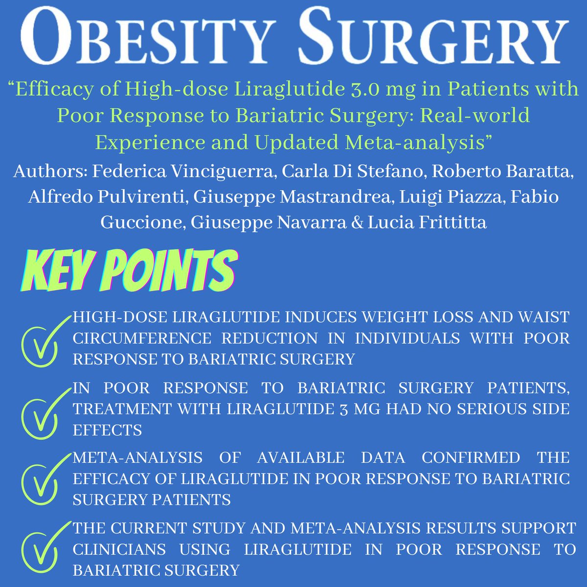 BEST PAPERS FEBRUARY ISSUE 'Efficacy of High-dose Liraglutide 3.0 mg in Patients with Poor Response to Bariatric Surgery: Real-world Experience and Updated Meta-analysis' DOI: doi.org/10.1007/s11695… FREE DOWNLOAD: rdcu.be/dzZL1