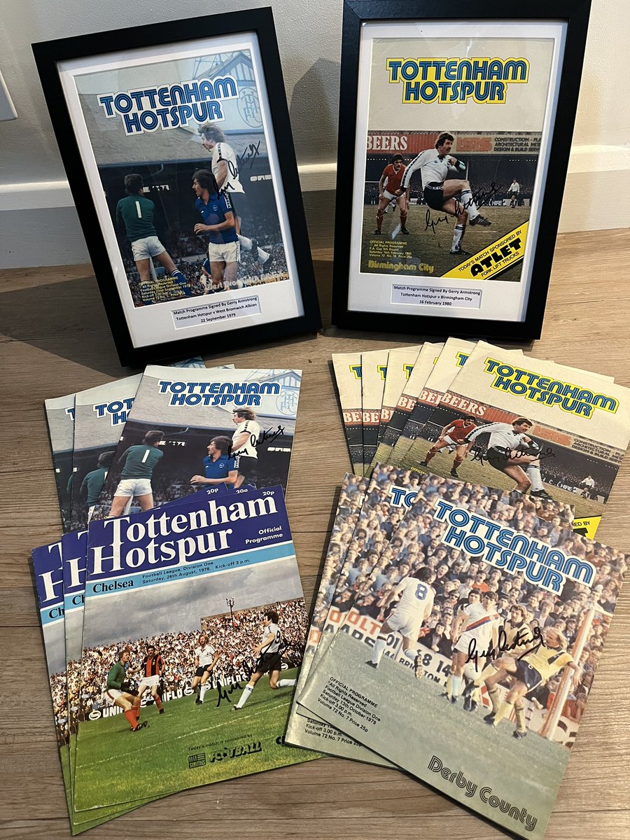 Special thanks to Gerry Armstrong who became the 48th Tottenham player/manager to support the ‘re-homing Tottenham programmes for charity’ project by signing a number of programmes where he featured on the front cover. Please DM me if interested #COYS