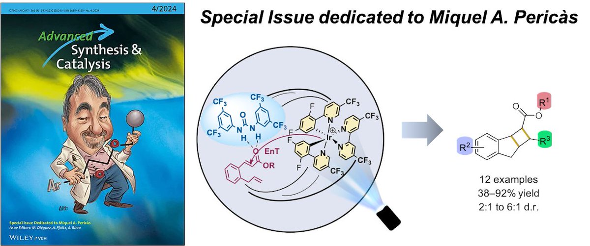 Happy to share with you our work on H-Bonding Enabled Photocatalytic Intramolecular [2+2]-Cycloaddition just published @AdvSynthCatal in the special issue dedicated to Miquel Paricàs @MAPerBro. Congrats to Stefania Perulli (former MSc of Miquel) et al.!