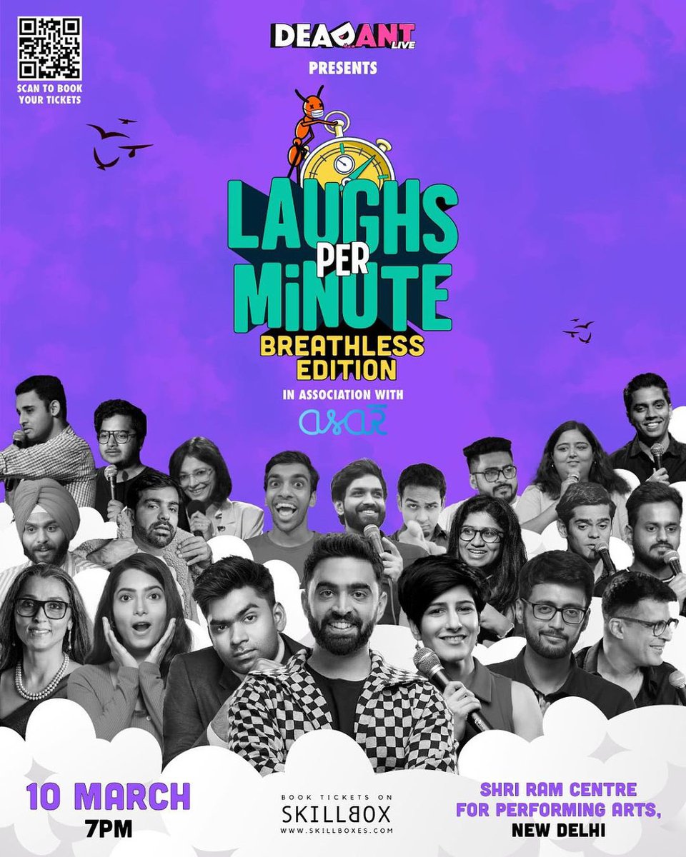 20 comics. A joke a minute. Air pollution has never been this fun (or terrifying). Join us on 10 March in New Delhi at the Shri Ram Centre for Performing Arts at 7 pm. Tickets out now on @SkillBoxIndia. Get your tickets here 👉 bit.ly/3SQemU6