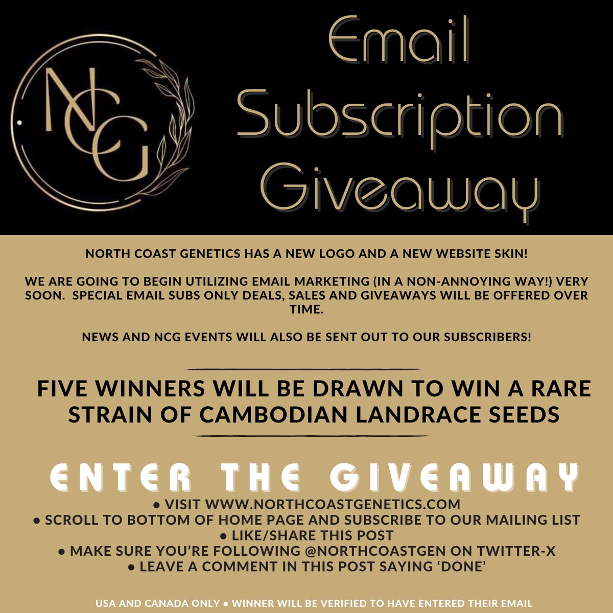 NCG EMAIL SUBSCRIPTION GIVEAWAY! NCG is moving towards bigger things this year! We have a new logo, a new skin on the website, and we will be utilizing email marketing in the near future! Subscribe to our newsletters to be entered in to this giveaway for A RARE STRAIN OF…