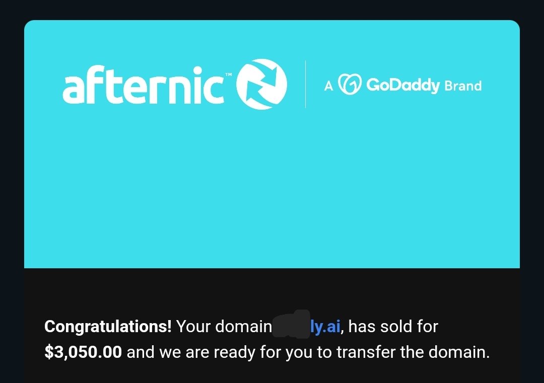 Yesterday I sold a six letter .ai. Adjective that is not officially an English word but fairly recognizable and esp. ex-US. $3,050. From sold to payment received in my account in <24 hours. Fast Transfer didn't always mean fast payout so this was a nice surprise! #domains