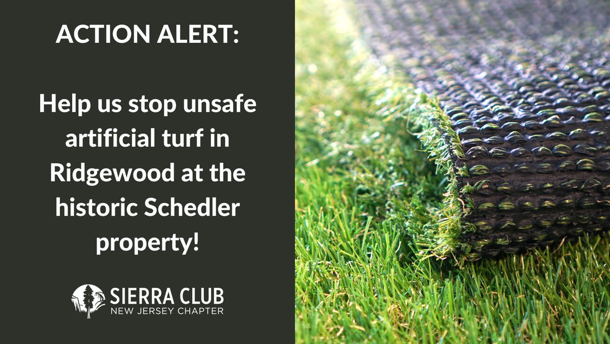 NJSierraClub's tweet photo. Join us to say NO to a toxic artificial turf proposal in Ridgewood, NJ! Artificial turf endangers public health, impacts wildlife and habitat, and pollutes our waterways. 

Take action now to protect this property and reject turf by sending your message!➡️ https://t.co/Sn0MCWzxzx https://t.co/0JkP0s5rsu