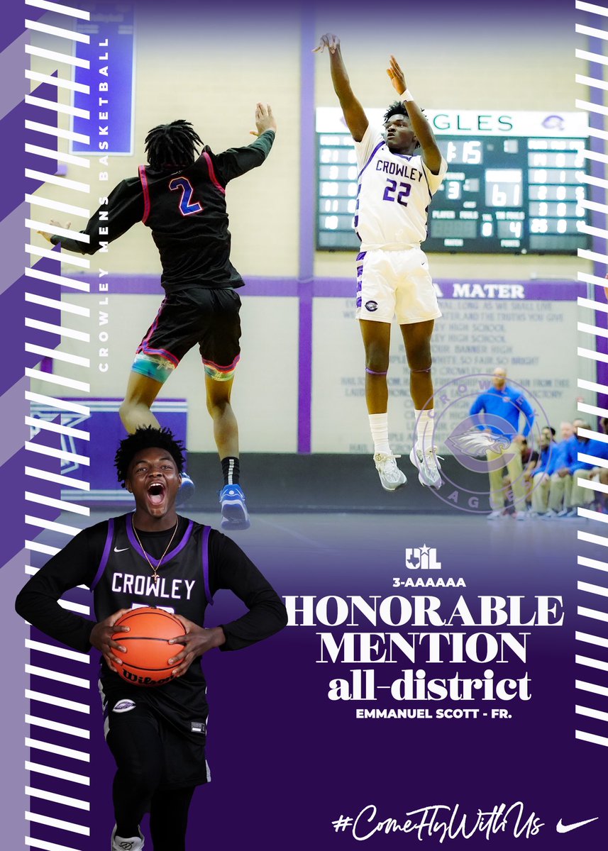 Crowley High School Men’s Basketball (@crowleybball) on Twitter photo Congratulations <a href="/emmanscott3/">Emmanuel “ej” Scott</a> on being named honorable mention all-district!
#ComeFlyWithUs Congratulations <a href="/emmanscott3/">Emmanuel “ej” Scott</a> on being named honorable mention all-district!
#ComeFlyWithUs