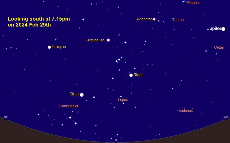 The post evening twilight sky is changing quite rapidly at this time of the year. A month ago, Orion was in the south eastern sky when it was getting dark. Now it is already due south. In a month's time, Orion will already be in the south western sky by the time that it gets dark