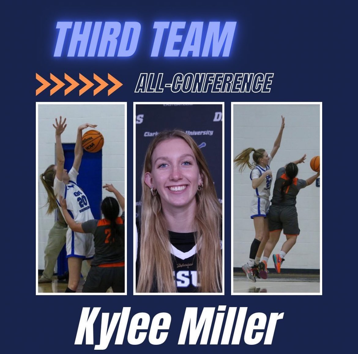 csudefender_wbb's tweet photo. Big congratulations to freshman Kylee Miller for earning a spot on the 3rd Team All-Conference team this season with her outstanding performance! She ended the season with 81 blocks, putting her 5th in all of NCAA Division III women's basketball for blocked shots this season! https://t.co/WDHUVnBVki