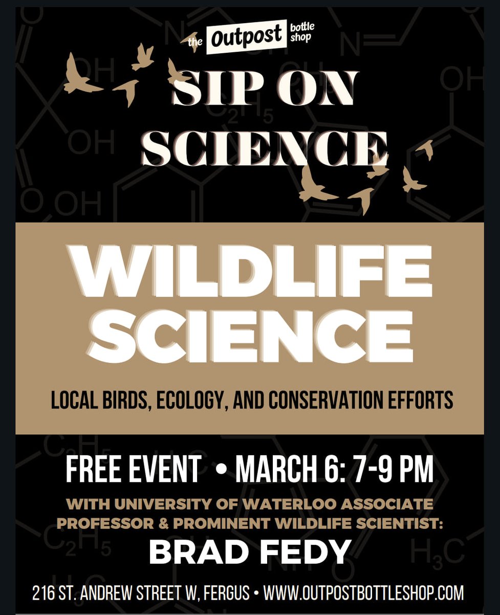 I'm giving a public talk at local bottle shop next week. I'll  talk about some of our research on sandhill cranes in Ontario and share  some stories from over two decades of field work chasing animals around  the continent. Great beverages and cool animals all in the same place.