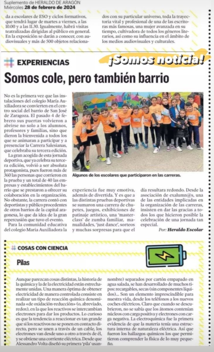 Col MAuxiliadora ZGZ (@salesianaszar) on Twitter photo ¡Somos noticia en <a href="/HeraldoEscolar/">Heraldo Escolar</a> ! Gracias a los amigos de Heraldo por ser altavoz de nuestro compromiso salesiano con el deporte y la educación en el corazón del Barrio de San José.#SalesianasTieneSuPunto #SalesianasZaragoza #ContigoTodoEsMejor #ColegiosConcertadosZaragoza ¡Somos noticia en <a href="/HeraldoEscolar/">Heraldo Escolar</a> ! Gracias a los amigos de Heraldo por ser altavoz de nuestro compromiso salesiano con el deporte y la educación en el corazón del Barrio de San José.#SalesianasTieneSuPunto #SalesianasZaragoza #ContigoTodoEsMejor #ColegiosConcertadosZaragoza
