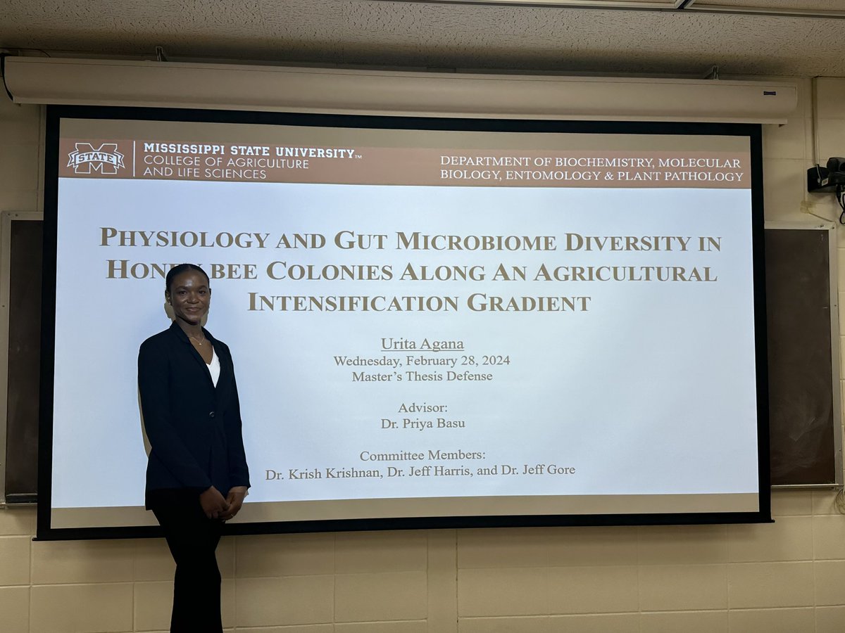 Congratulations Urita on successfully defending your Master’s! First graduate student of the <a href="/PcbBee/">Chakrabarti_Bee_Lab at MSU</a> Lab! We are all so proud of you! 🐝🐝🐝 <a href="/MSU_AG/">MSU CALS/MAFES</a> <a href="/MSU_DAFVM/">MSU Division of Agriculture, Forestry, and Vet Med</a> <a href="/Bchepp_head/">Daniel G. Peterson</a>