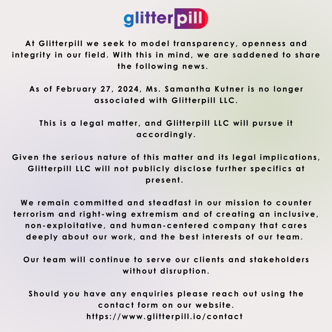 Official Statement: If you require more information contact us here 👉 glitterpill.io/contact