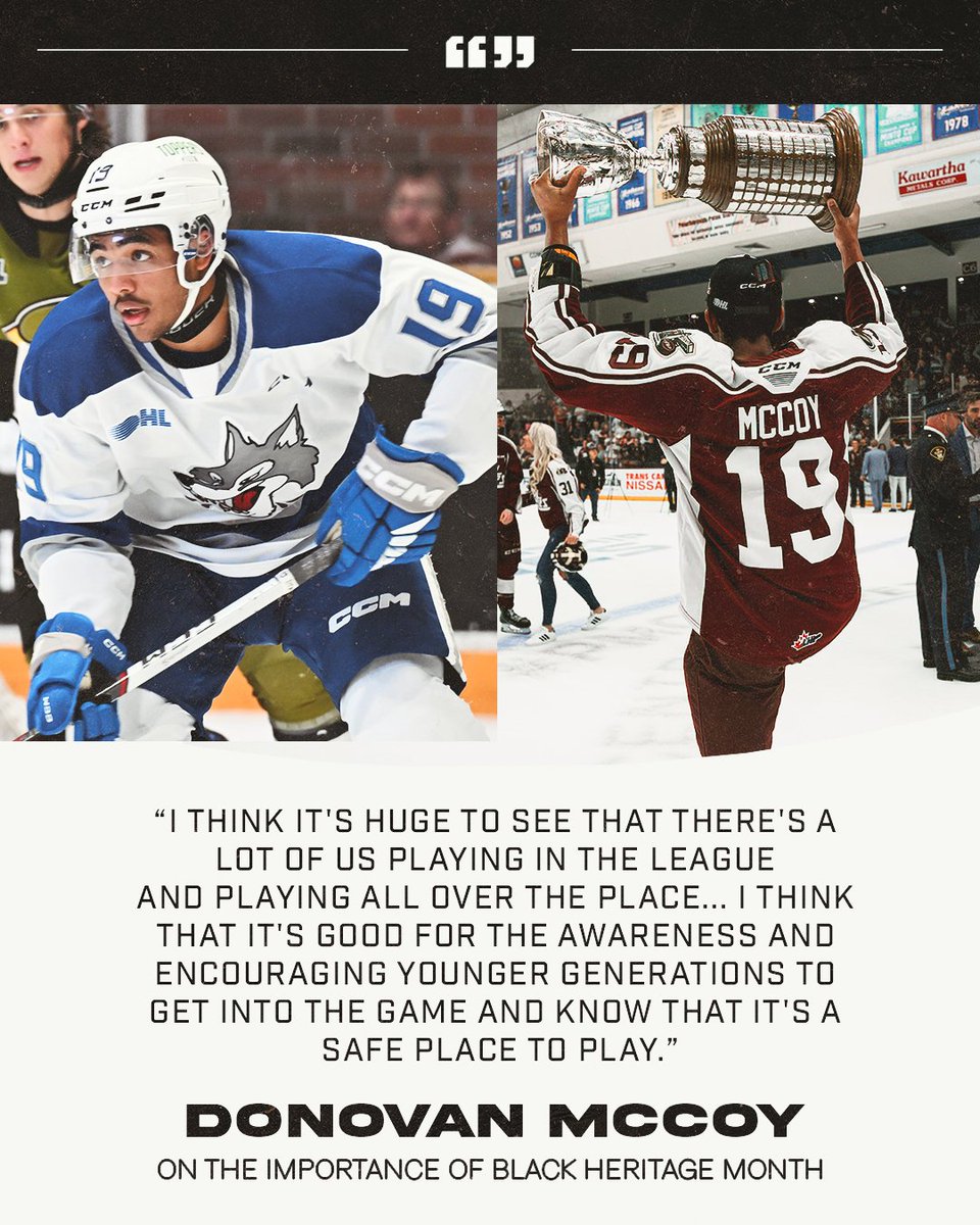 A former #OHL Champion with the <a href="/PetesOHLhockey/">Peterborough Petes</a>, Donovan McCoy of the <a href="/Sudbury_Wolves/">Sudbury Wolves</a> continues to promote awareness and exemplify diversity within the hockey community.

#OHL | #BlackHeritageMonth