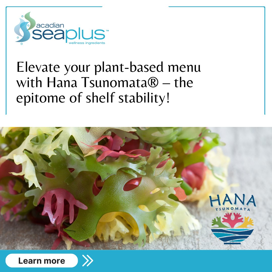 Whether today or three years from now, you can trust our shelf-stable Hana Tsunomata® products to liven up your plant-based menu! acadianseaplus.com/plant-based-fo… #AcadianSeaPlus #HanaTsunomata #Seaweed