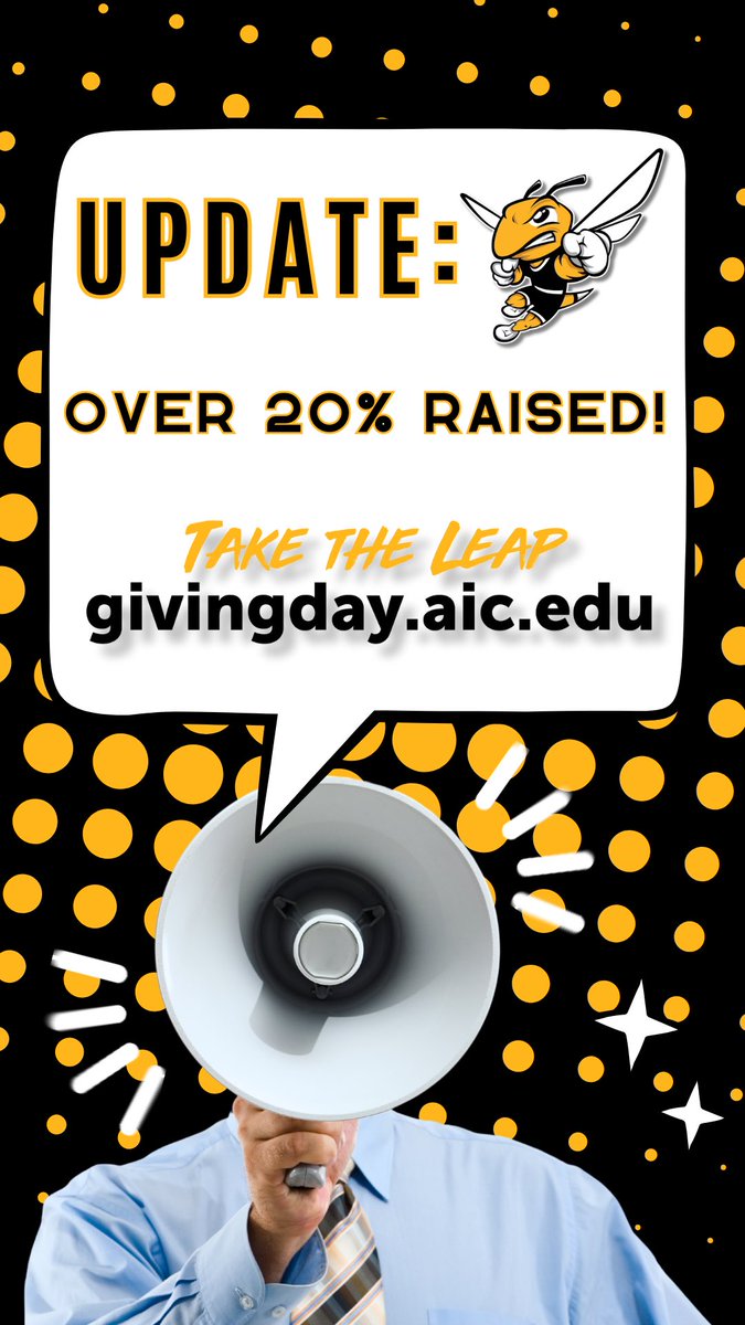 We have already raised over 20% of our AIC Gives goal thanks to YOU!🫵🥳 Take the leap and head to givingday.aic.edu to support our program💛🖤🐝