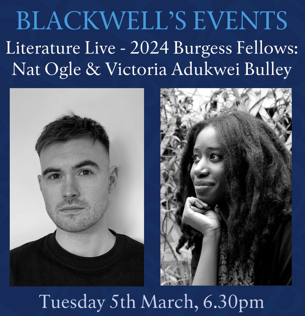 Tues 5 March Join us for a special event welcoming @newwritingMCR’s 2024 Burgess Fellows - Nat Ogle and Victoria Adukwei Bulley. They’ll be talking to Kaye Mitchell about their latest works IN THE SEEING HANDS OF OTHERS and QUIET. 🎫 eventbrite.co.uk/e/literature-l…