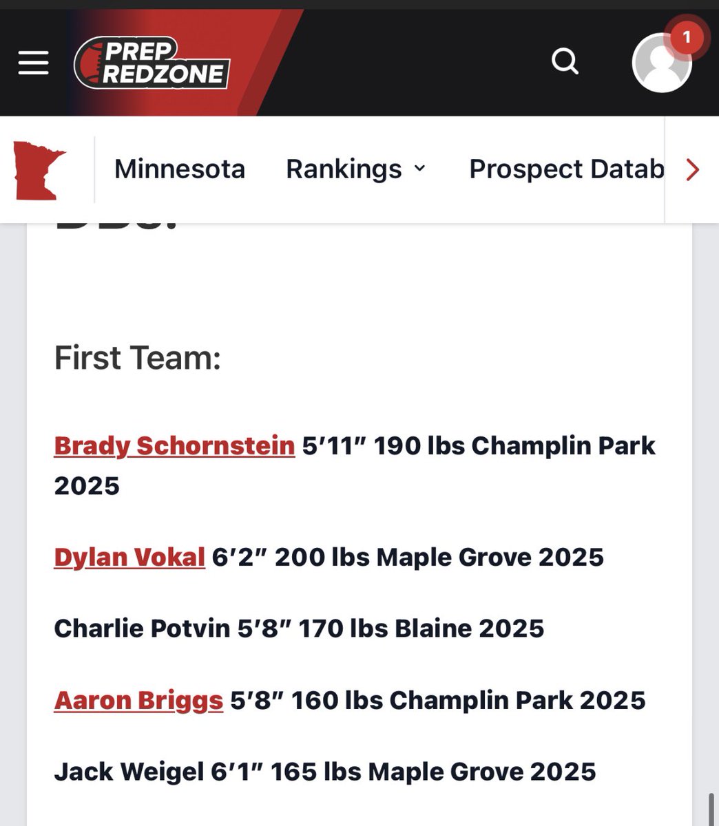Jack Weigel (@the_jackweigel) on Twitter photo Grateful to be named all section first team by <a href="/PrepRedzoneMN/">Prep Redzone Minnesota</a> and <a href="/MNFBSpotlight/">MNFootballSpotlight</a>
<a href="/spurrlyman/">Adam Spurrell</a> @lombocrimson Grateful to be named all section first team by <a href="/PrepRedzoneMN/">Prep Redzone Minnesota</a> and <a href="/MNFBSpotlight/">MNFootballSpotlight</a>
<a href="/spurrlyman/">Adam Spurrell</a> @lombocrimson