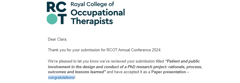 Very much looking forward to attending and presenting at the #RCOT2024 conference in June 🌟

... and connecting with #occupationaltherapists from across the UK! 🤝

@ENU_OT_