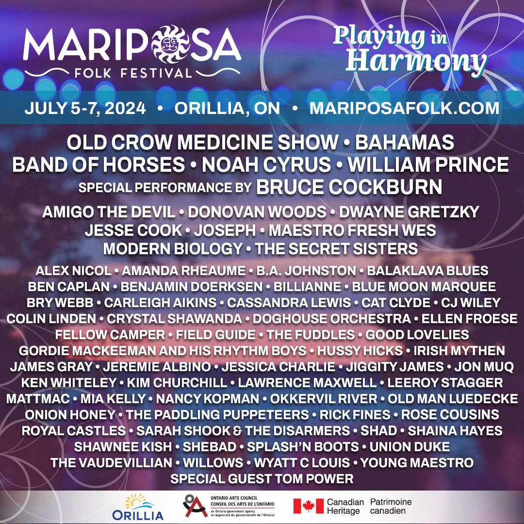 Excited to join @mariposafolk on July 7th! See you soon, Ontario! 💛 mariposafolk.com