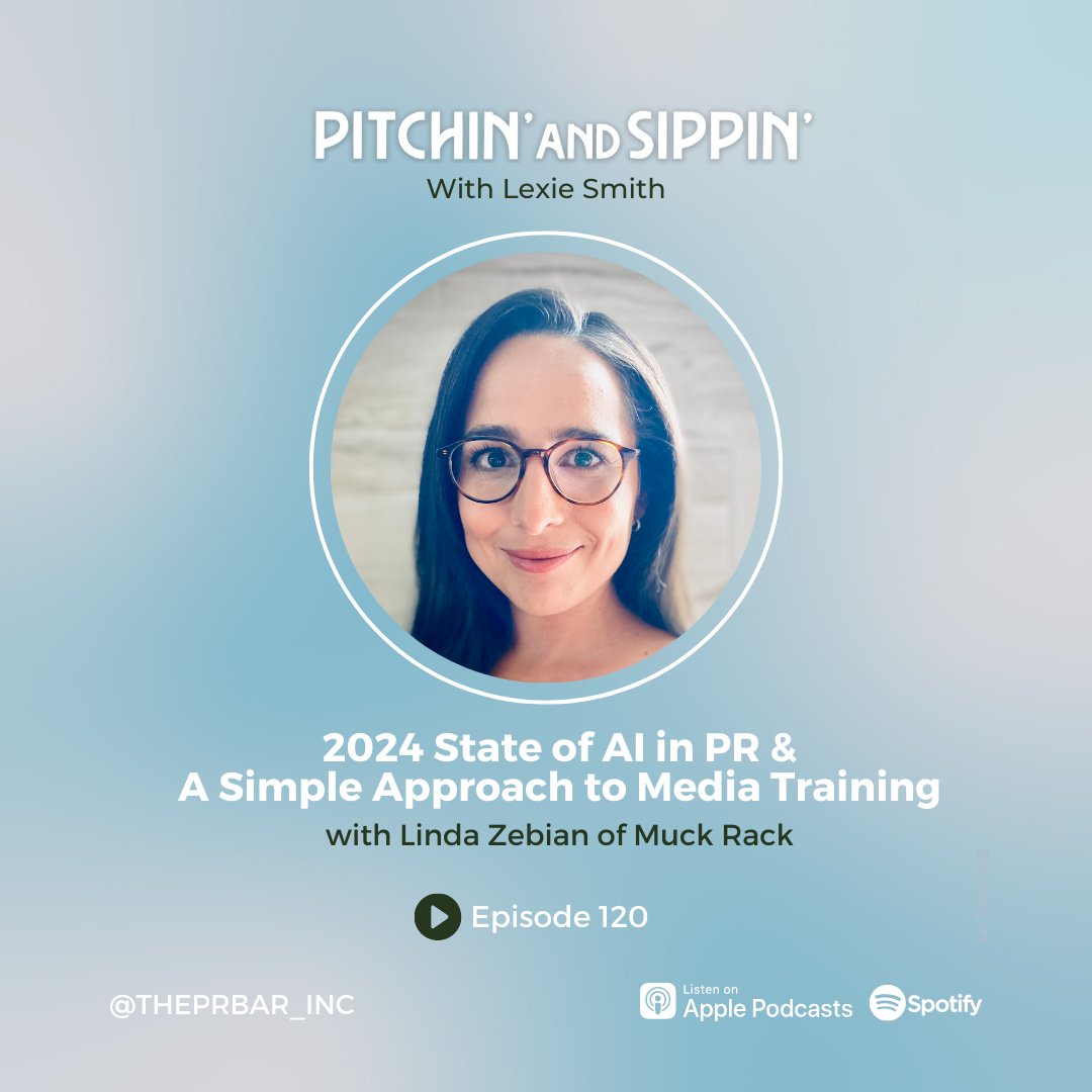 Check out a can't miss conversation on the Pitchin' and Sippin' podcast between <a href="/lindazebian/">Linda Zebian</a> and <a href="/LexieSmithPR/">Lexie Smith</a> where they discuss the state of AI in PR in 2024 and tips for media training🎙️bit.ly/42XiOVG