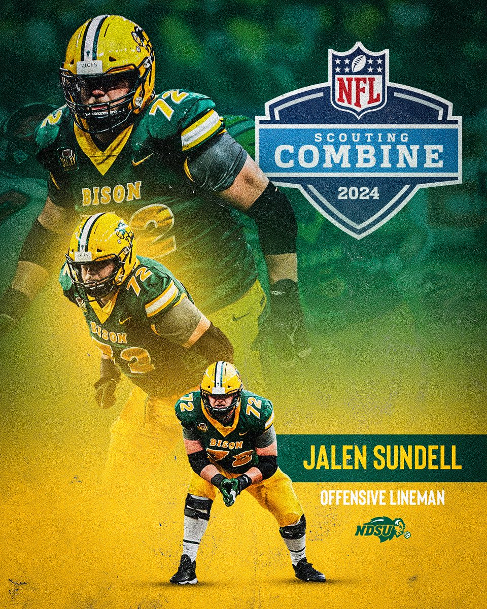 Jalen Sundell has been invited to this weekend's #NFLCombine, the fourth straight year for a Bison offensive lineman and the 10th time in 11 years NDSU has been represented. Good luck, Jalen! 🦬