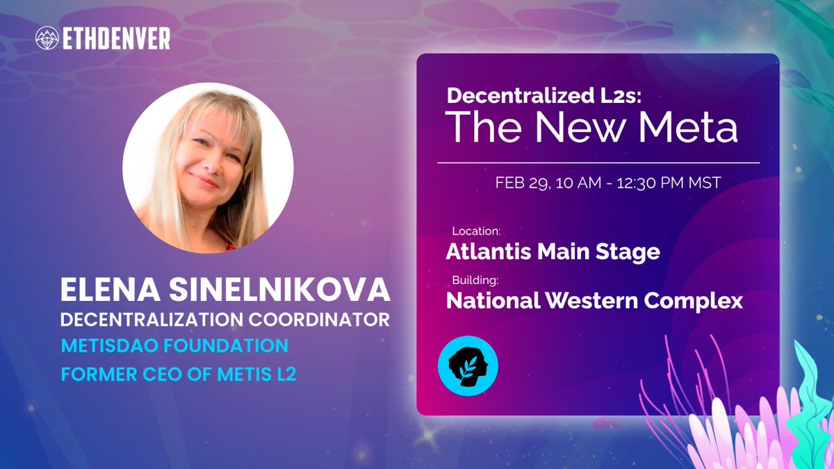 Catch @ElenaCryptoChic live at the @EthereumDenver Opening Ceremony! 🎤 Don't miss on her speech! #ETHDenver2024 Opening Ceremony 🌊 Atlantis Main Stage    📍 National Western Complex 🗓 Thursday, February 29   ⏲ 10:00am to 12:30pm MTN  Watch here: youtube.com/watch?v=XocmSC…