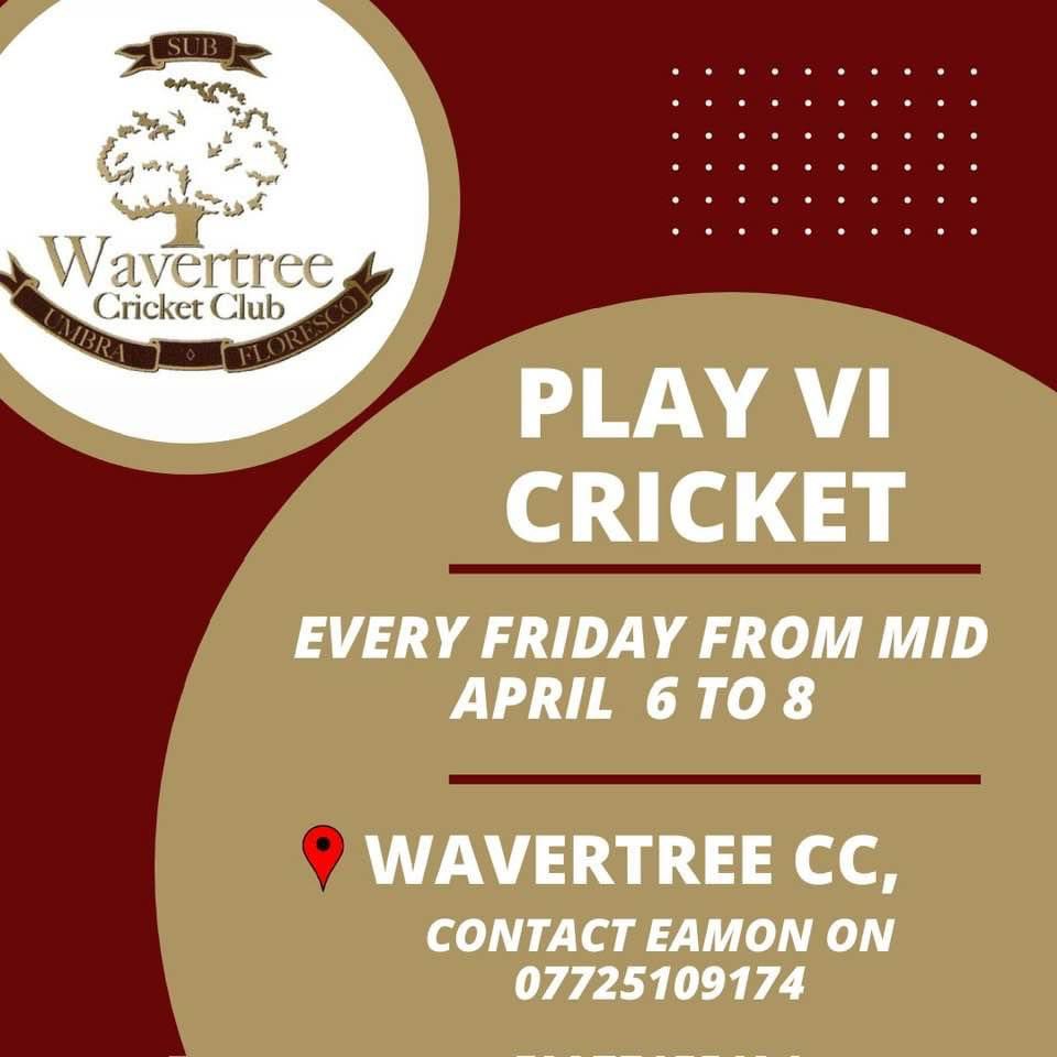 Wavertree Cricket Club in Liverpool are desperately in search of new players to join our blind/ visually impaired team. No experience necessary. Training starts Friday evenings 6-8pm mid-April. We play in the northern development league - a friendly league for developing players