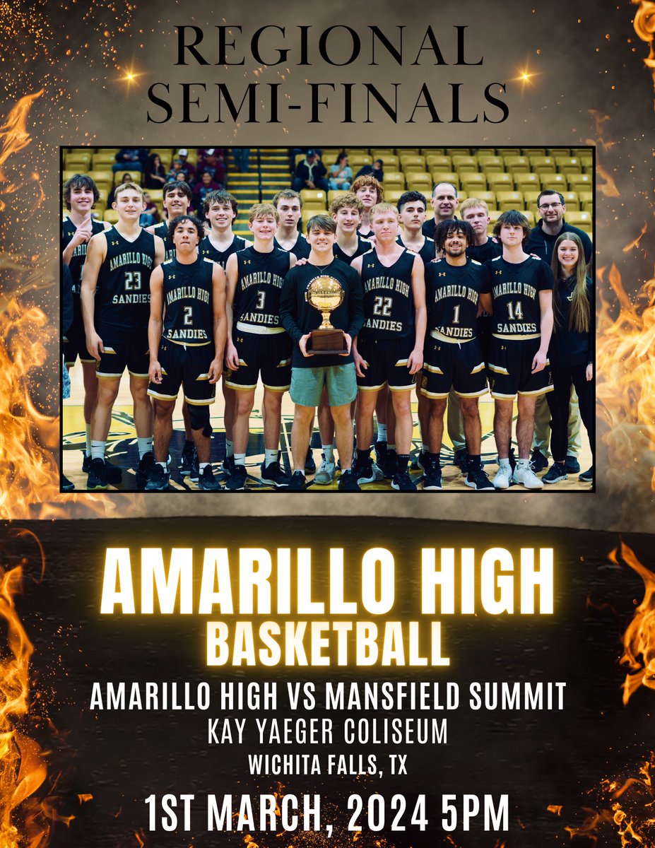‼️Here we go again‼️

👉🏾Must See TV 📺 

👉🏾Two great programs with a ton of respect for each other! 

🏀 Amarillo High Vs Mansfield Summit

🖤💛🌪️Lets Go Sandies! 

#FloorBurnHigh #SandieHoops #AmarilloHigh <a href="/lancelahnert/">Lance Lahnert</a> <a href="/CBrakebill/">Clint Brakebill</a> <a href="/_AHSBASKETBALL/">Amarillo Basketball</a> <a href="/806hsscmedia/">Jasone Pearson</a> <a href="/PressPassSports/">Press Pass Sports</a>
