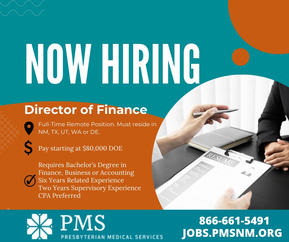 Remote position available for candidates in NM/DE/UT/TX/WA. Apply today! http://jobs@pmsnm.org #hiring #accounting #finance #remotework #remote