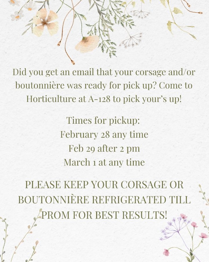 EssexNorthShore's tweet photo. 🌷 The #EssexTechHorticulture Junior Class sending out a reminder to head down to A-128 to receive your corsage and/or boutonnière! Please remember to refrigerate your corsage or boutonnière. 💐
#AgEdu #CTAEMonth #HawkTalk #CreateEncouragePromoteDevelop #ENSATS https://t.co/IOMV8XZjDn