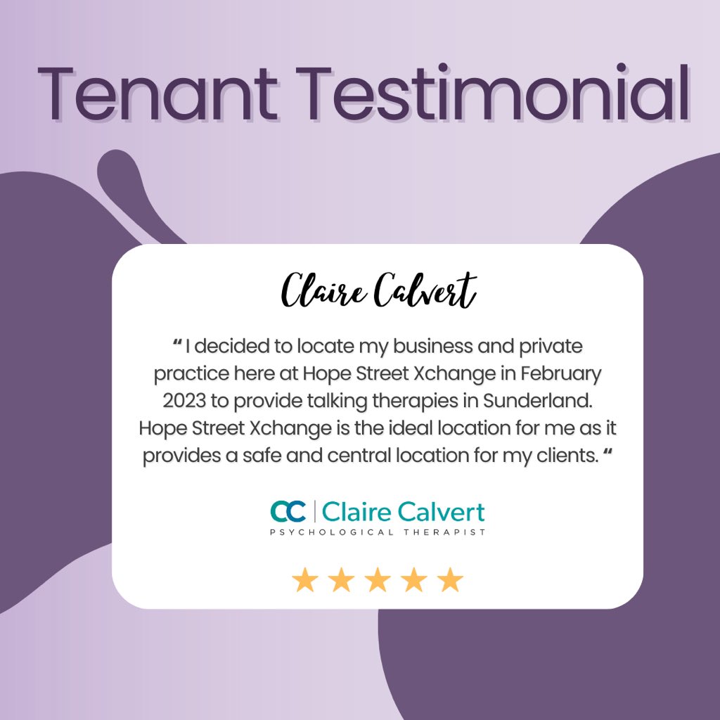 Our tenant Claire Calvert who is an accredited counseling psychotherapist and CBT expert found her ideal space that offers her clients a safe and central space for healing and growth. Join our community and discover the ideal space for your business. ✨ #tenanttestimonial