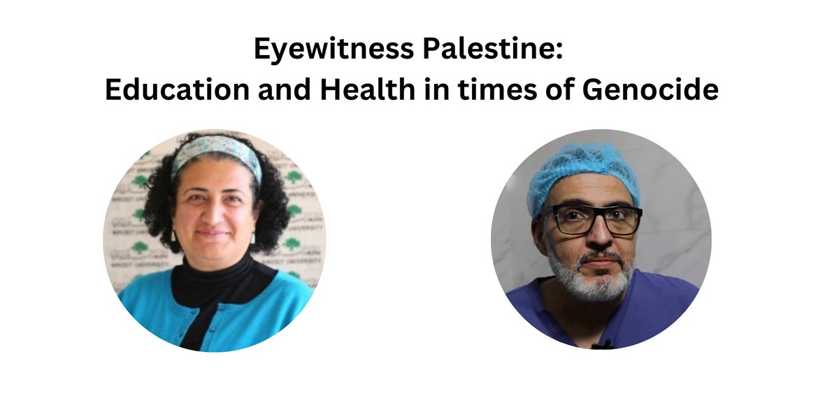 Seminar announcement Eyewitness Palestine: Education and Health in times of Genocide, with Dr Samia Al-Botmeh and Dr Ghassan Abu-Sittah Thursday 7 March, 6pm-8pm For further information and to book your place, please visit: edin.ac/4bYSTB2