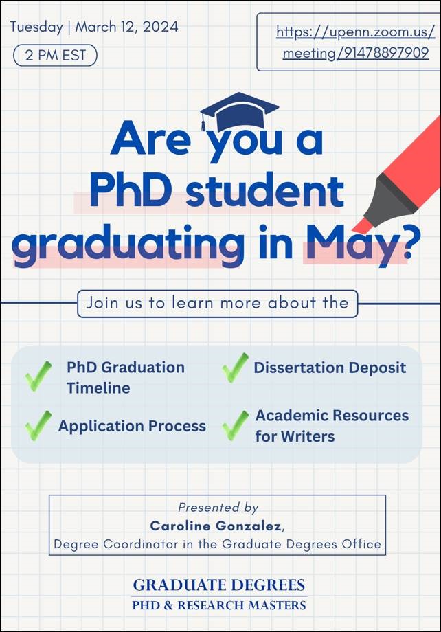 Are you a PhD student graduating this May? Check out this info session hosted by the Office of the Provost!