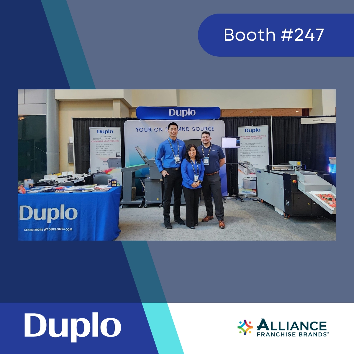 Stop by and say Hi to our Duplo team to learn more about automated print finishing at the Alliance Franchise Brands Convention in St. Louis!