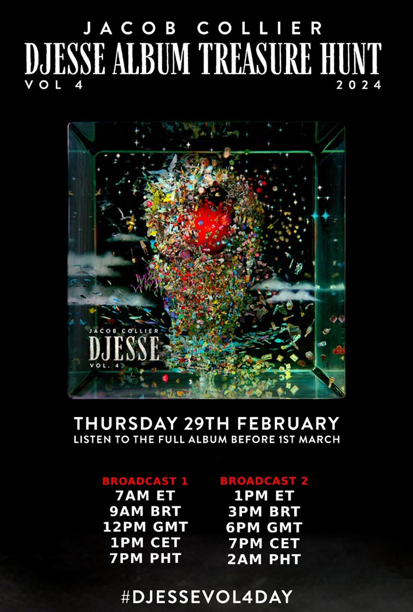 Decca Records (@deccarecords) on Twitter photo Join the listening party today for <a href="/jacobcollier/">Jacob Collier</a>'s new album Djesse Vol.4 at djessevol4day.com
#DjesseVol4Day Join the listening party today for <a href="/jacobcollier/">Jacob Collier</a>'s new album Djesse Vol.4 at djessevol4day.com
#DjesseVol4Day