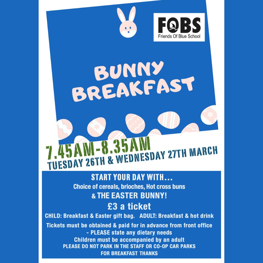 Tomorrow its 'Hot Dog Friday!' and whilst buying your hot dogs why not pick up some tickets for 'Bunny Breakfast' 🌭👍🏻😀🐰#fobs #Fundraising #hotdogs🌭 #bunnybreakfast🐰 #PTA