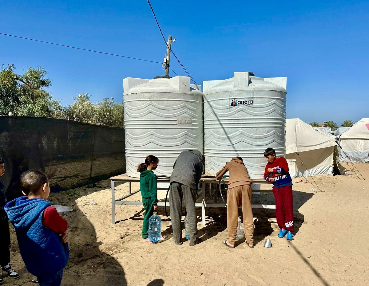 Water update from Gaza 💧 We successfully installed 22 tanks so far in Al Mawasi, Rafah. The tanks supply 60,000 liters of water, enough to serve 20,000 people. Each water tank was strategically placed to ensure that each person receives 3 liters of potable water per day.