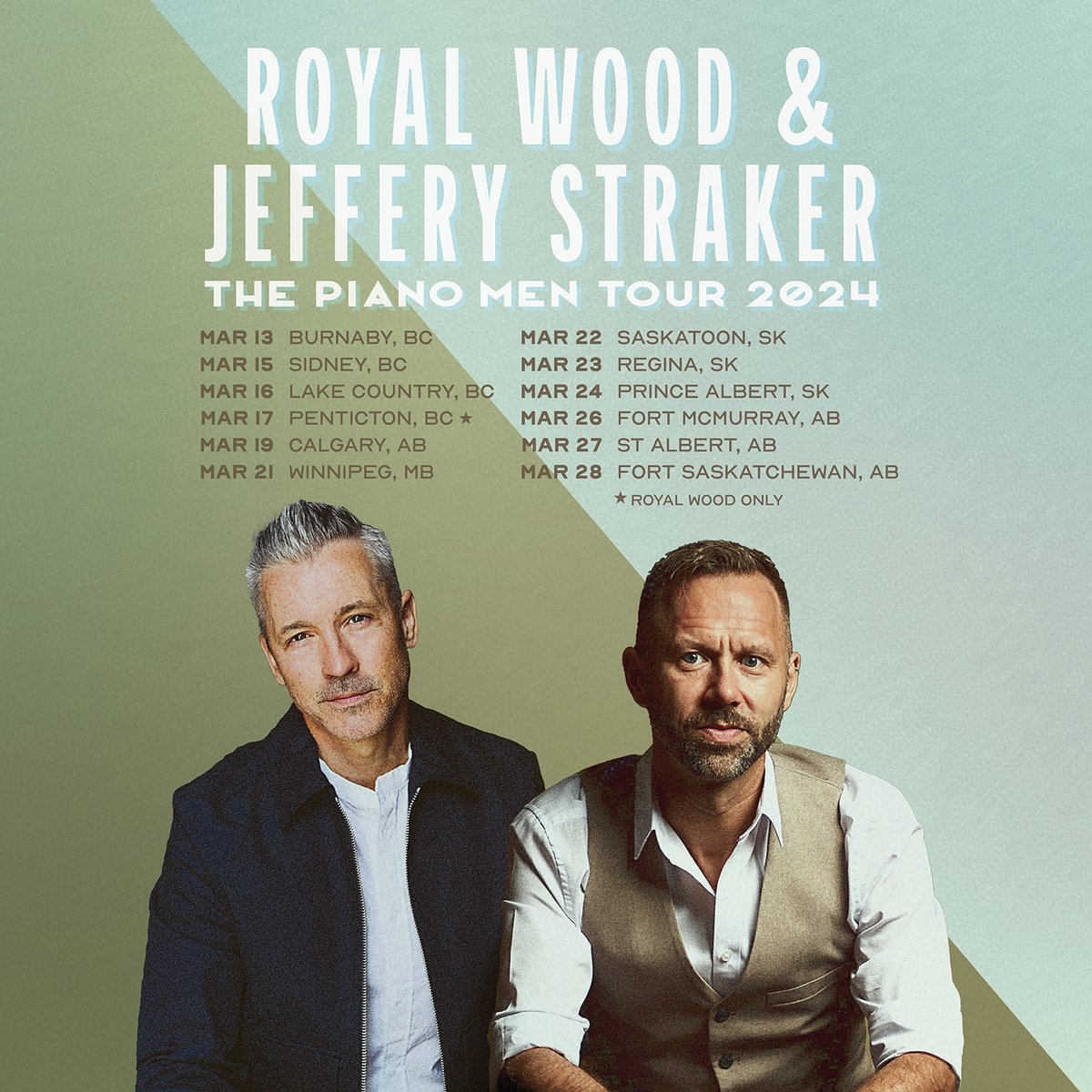 Getting ready to head out on the road across Western Canada in March. What a treat to perform 11 shows in some fancy theatres at incredible pianos in a double bill with @RoyalWood ! If we're close to you I hope you can join us. PS - Regina @DarkeHallRegina is SO close to SoldOut!