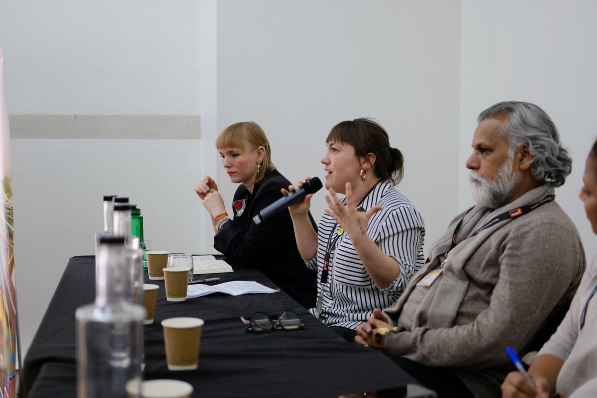 <a href="/TansyHoskins/">Tansy Hoskins - Bluesky @tansyhoskins.org</a>, <a href="/BristolAnna/">Anna Bryher</a> (<a href="/labourlabel/">Labour Behind The Label @labourlabel.bsky.social</a>) and Khalid Mahmood speak on the Fixing the Fashion Industry for Workers and Climate panel at #AndStillWeRise.

Photo by Cory Marsh, © War on Want.